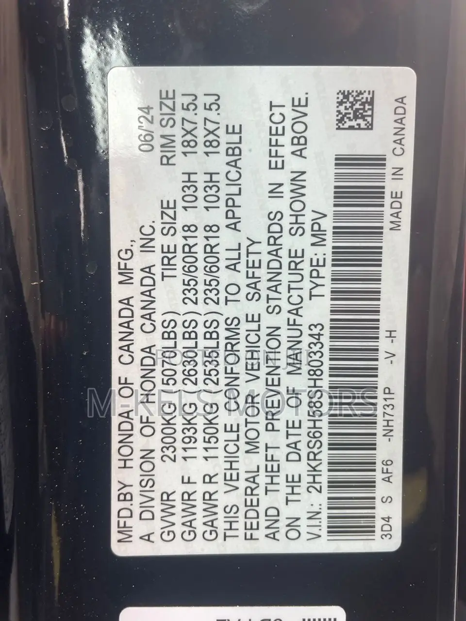 Honda CR-V EX-L AWD 2024 Black