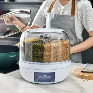 Rice Bucket With Divided Rotating Compartment.