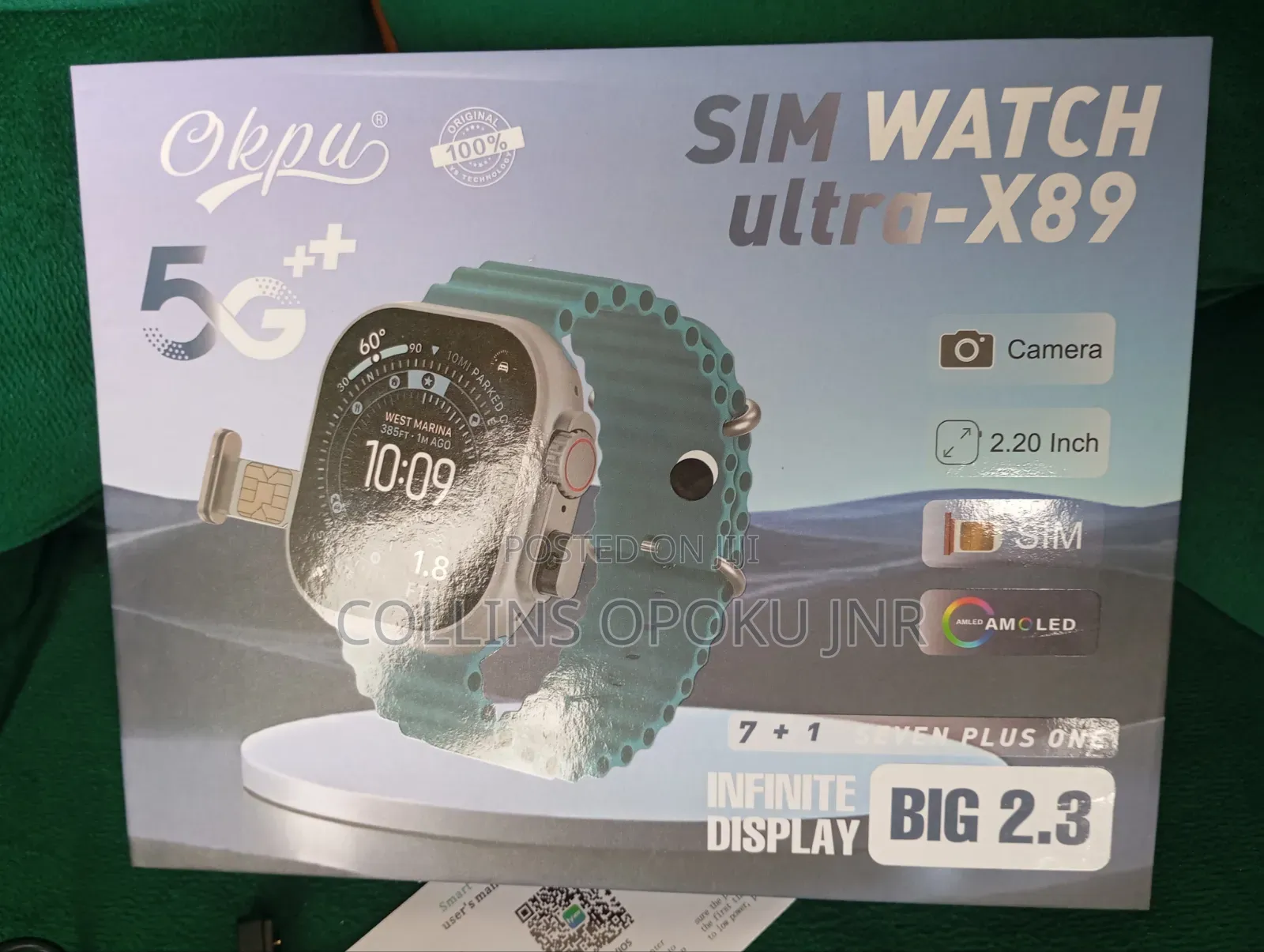 Ultra-X89 Smart Watch With Sim Slot and Camera + 4 Xtra Straps - Black
