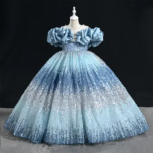 Girls Beautiful Glitter Bow Gowns