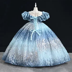 Girls Beautiful Glitter Bow Gowns