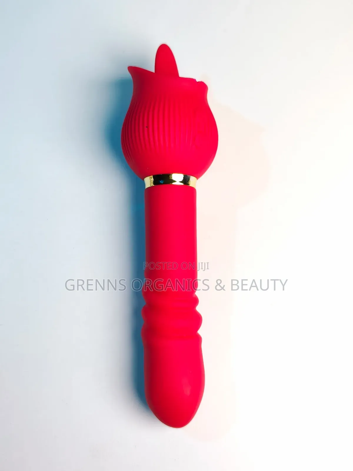 3in1 Rose Vibrator Telescopic Thrust Tongue Lick -Red