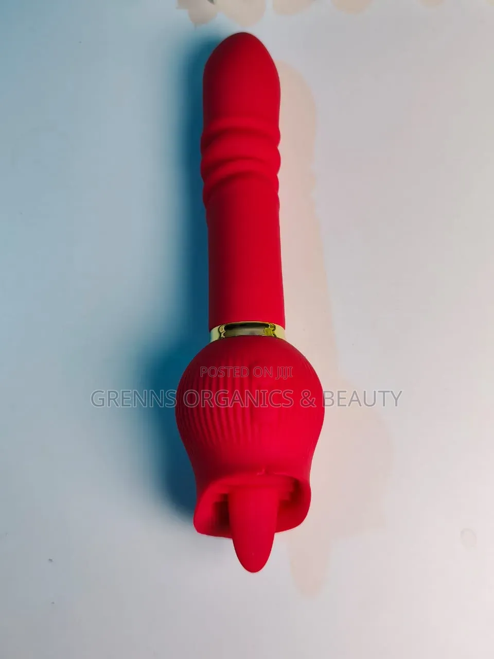 3in1 Rose Vibrator Telescopic Thrust Tongue Lick -Red