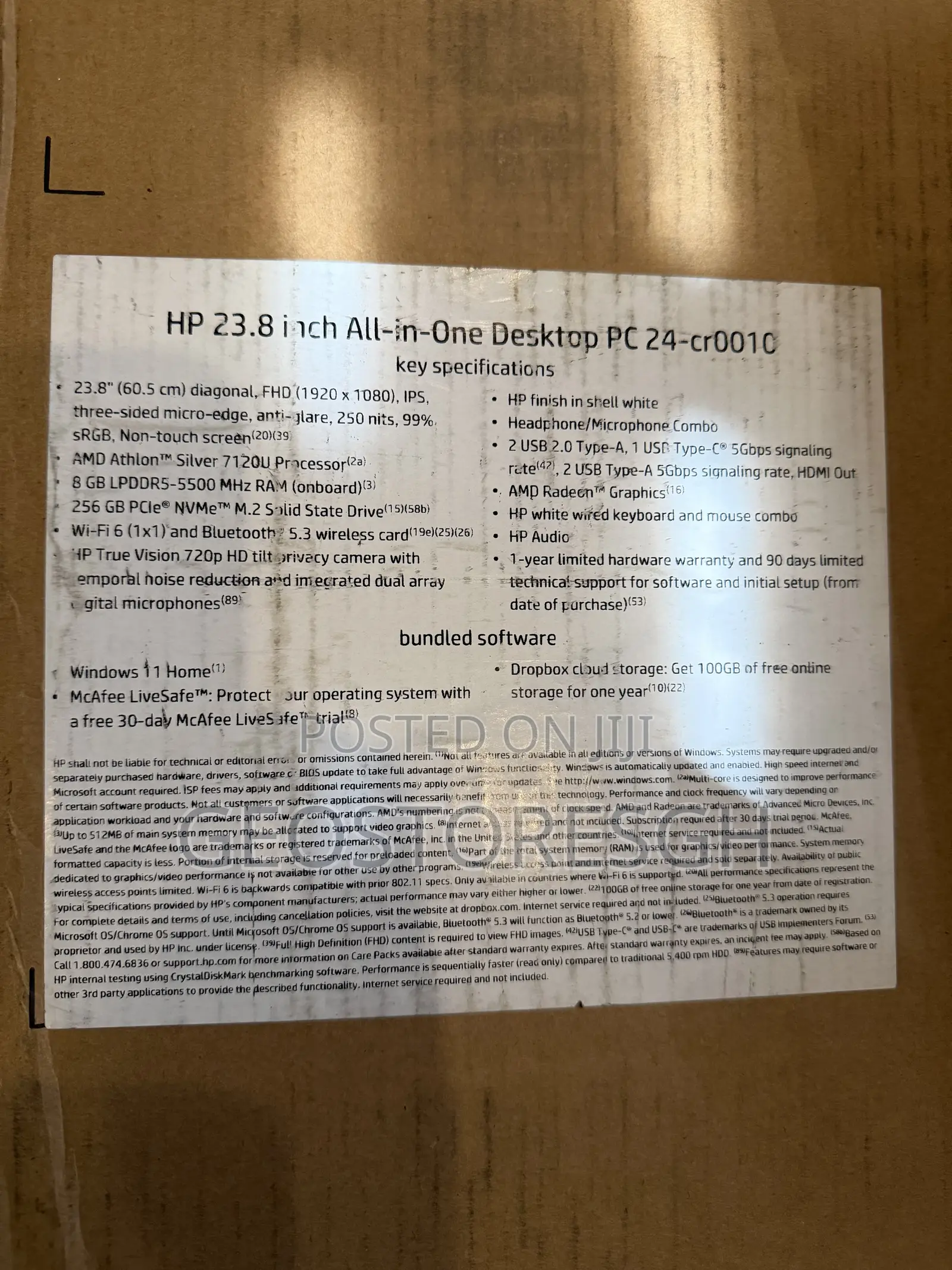 New Desktop Computer HP AiO 24 8GB AMD SSD 256GB