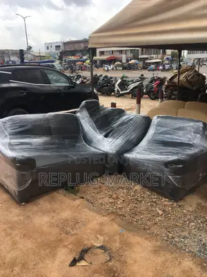 Black Leather Sofa L- Set German