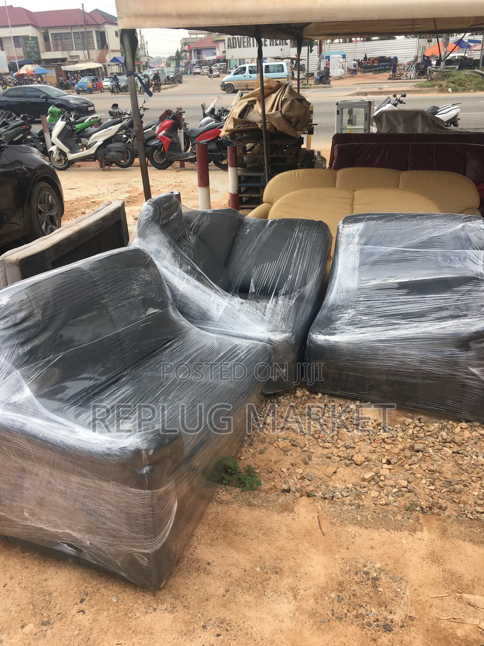 Black Leather Sofa L- Set German
