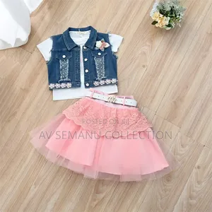 Girls Skirt and Top With Jeans Jacket
