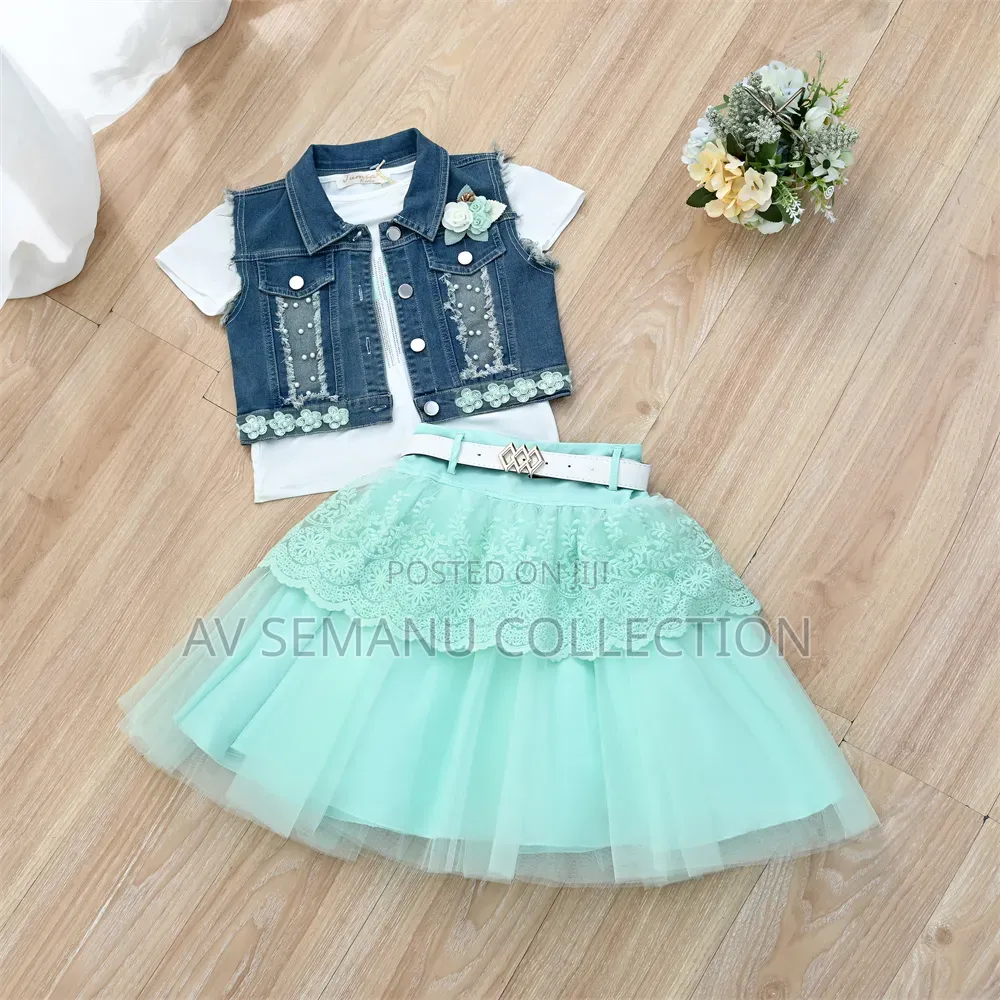 Girls Skirt and Top With Jeans Jacket