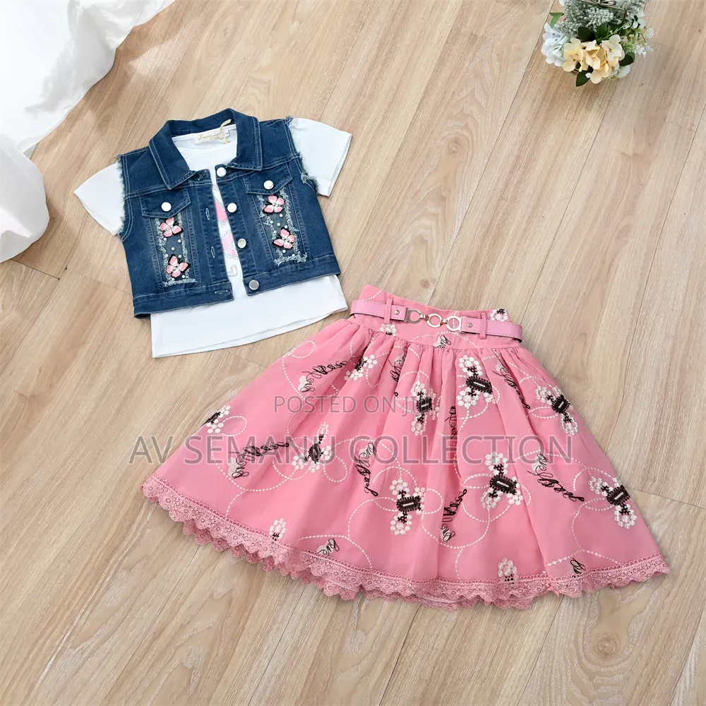 Girls Skirt and Top With Jeans Jacket