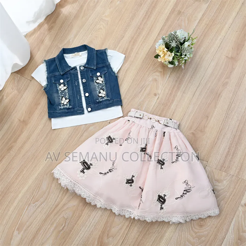 Girls Skirt and Top With Jeans Jacket