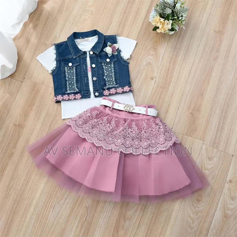 Girls Skirt and Top With Jeans Jacket