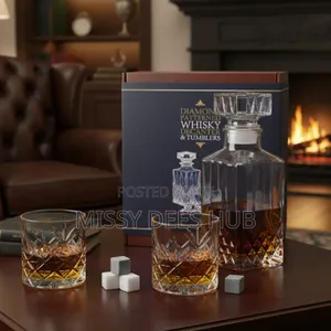 Diamond Patterned Whisky Decanter and Tumblers
