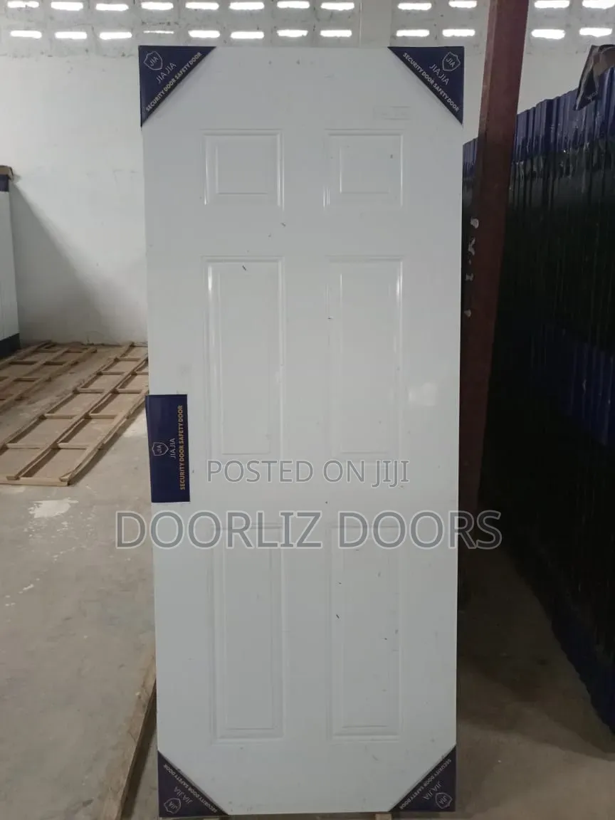 Wooden Steel Security Door With Accessories(White)