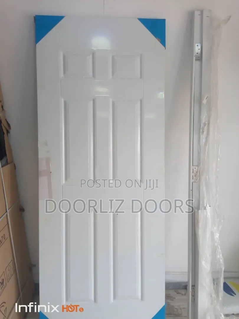 White Wooden Steel Security Door With Keys,Handles and Frames