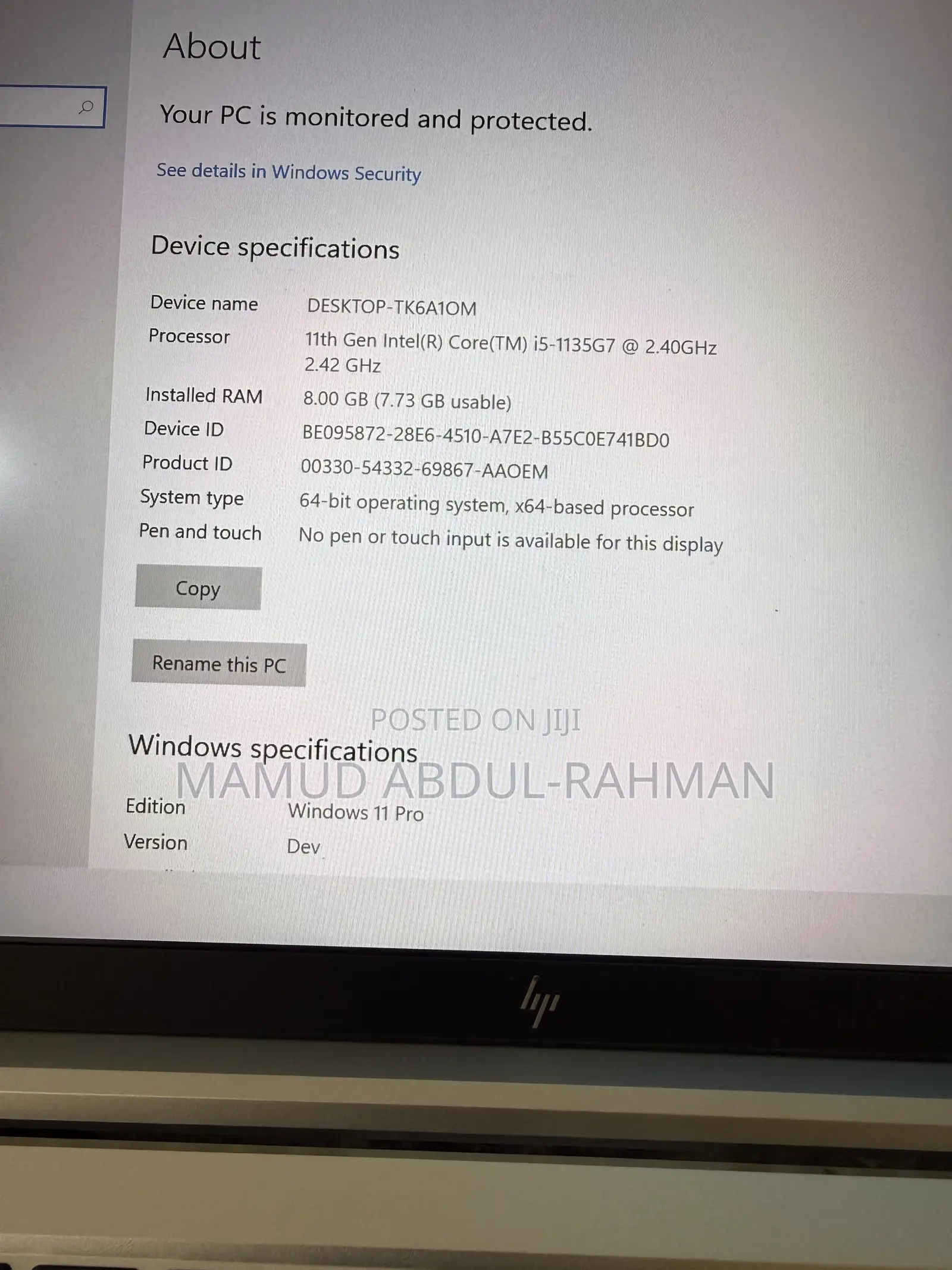 Laptop HP EliteBook 840 G8 8GB Intel Core i5 SSD 256GB