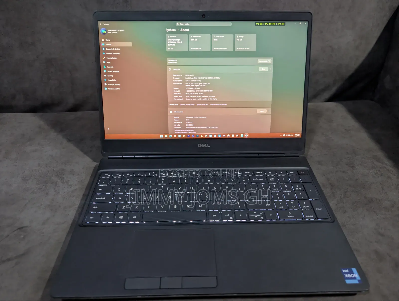 Laptop Dell Precision 7560 32GB Intel Xeon SSD 32GB