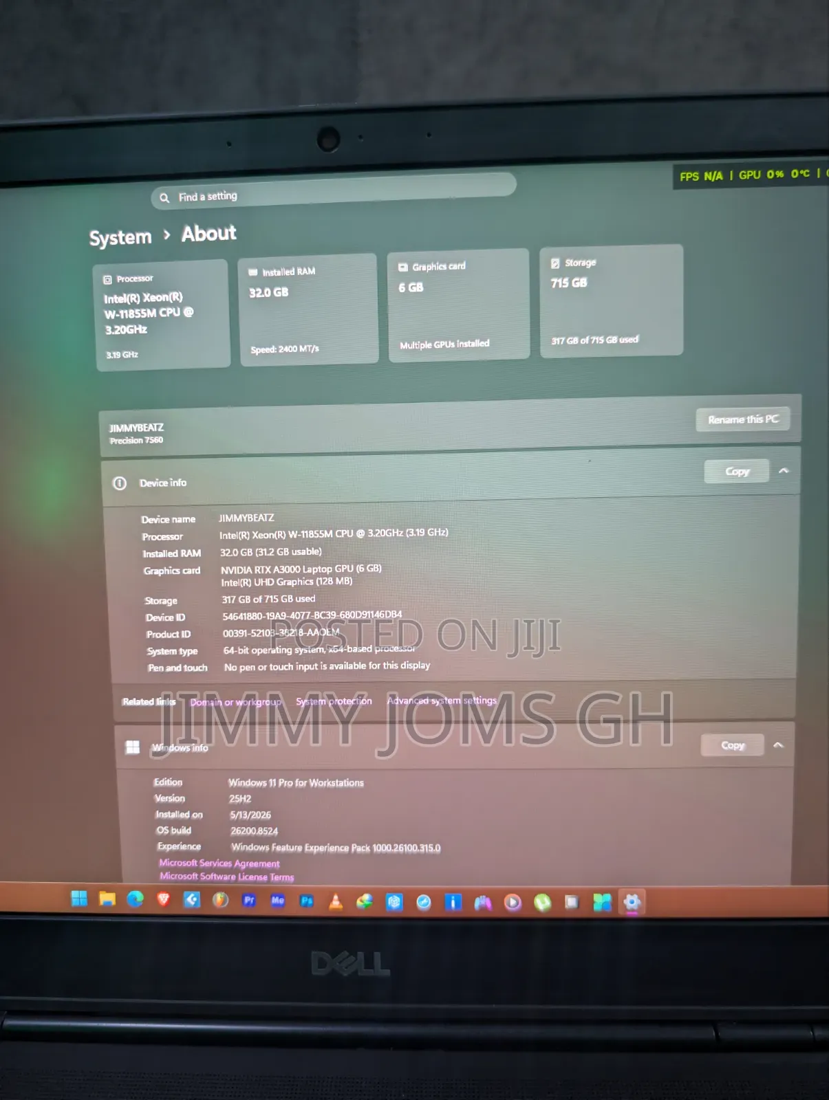 Laptop Dell Precision 7560 32GB Intel Xeon SSD 32GB