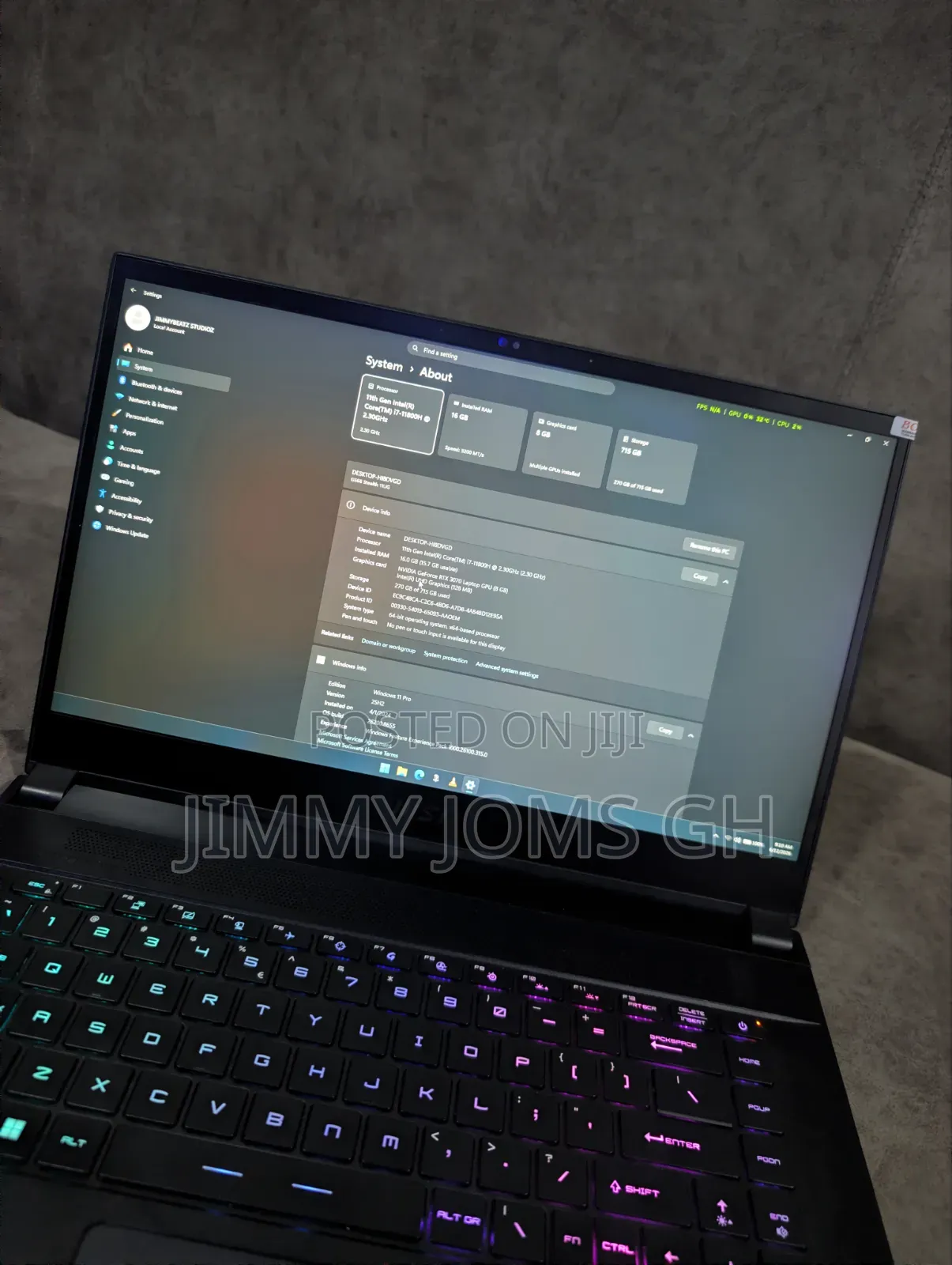 Laptop MSI GS66 Stealth 11UH 16GB Intel Core i7 SSD 512GB
