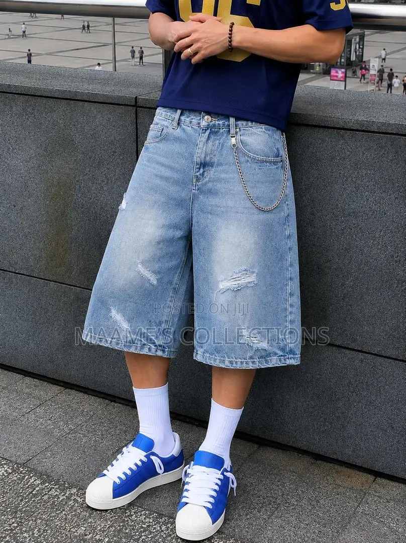 New Summer Knee-Length Men's Loose Fit Casual Denim Short Jeans /Jorts