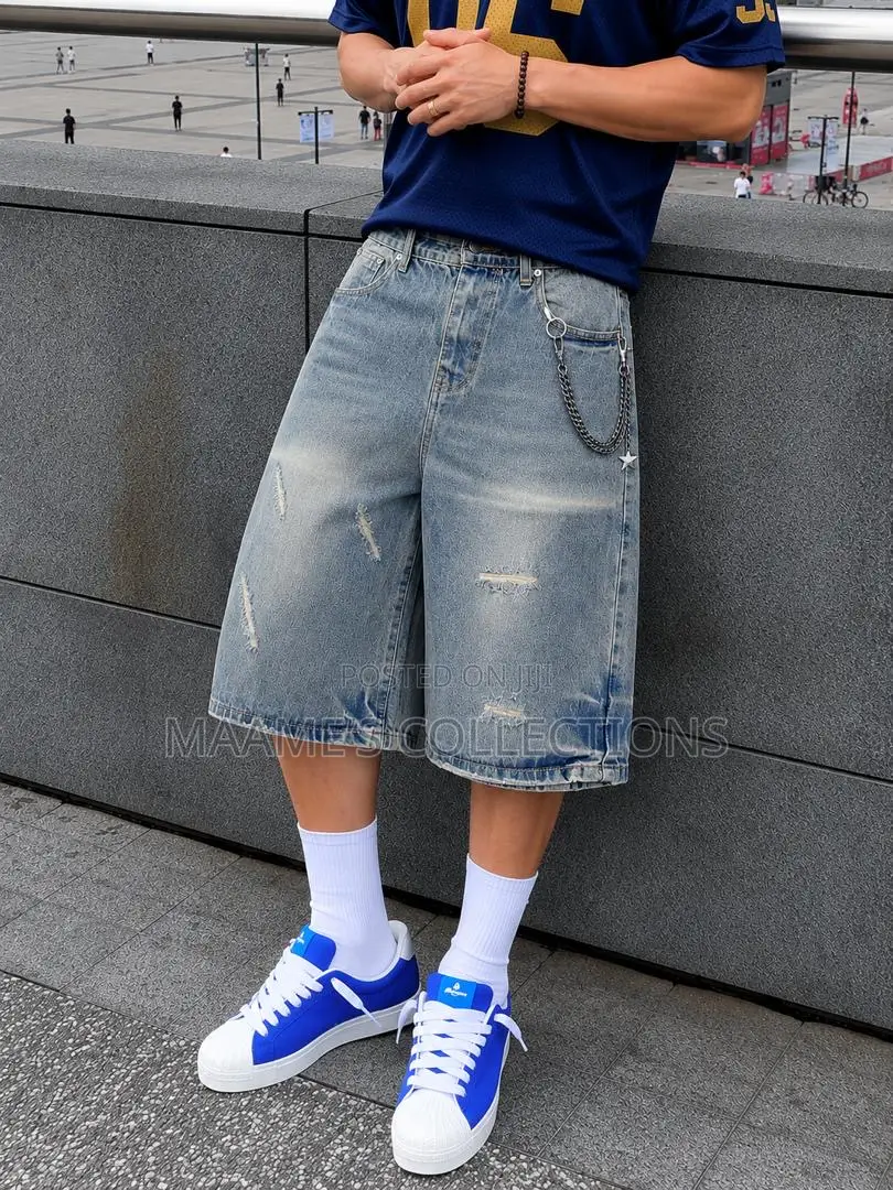 New Summer Knee-Length Men's Loose Fit Casual Denim Short Jeans /Jorts