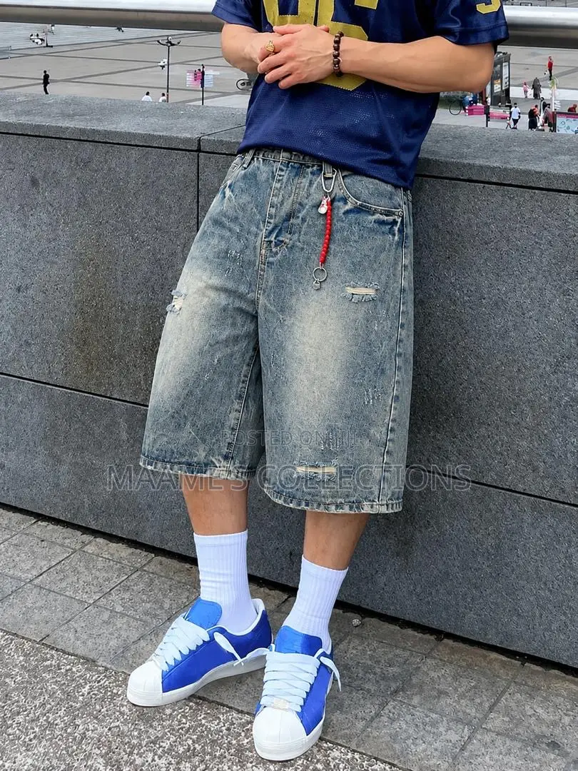 New Summer Knee-Length Men's Loose Fit Casual Denim Short Jeans /Jorts