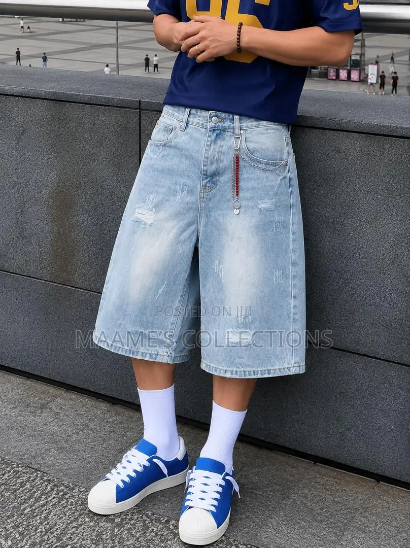 New Summer Knee-Length Men's Loose Fit Casual Denim Short Jeans /Jorts