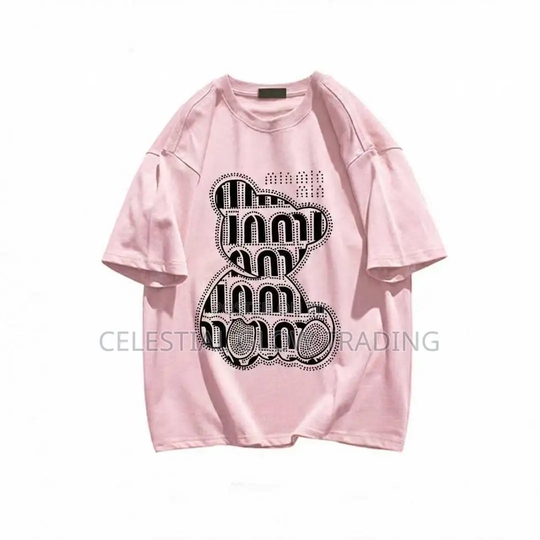 Black Bear Rhinestone‐Style Print T‐Shirt – Oversized Casual Tee