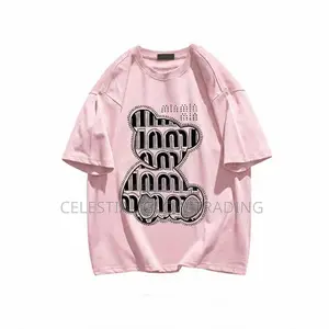 Black Bear Rhinestone‐Style Print T‐Shirt – Oversized Casual Tee
