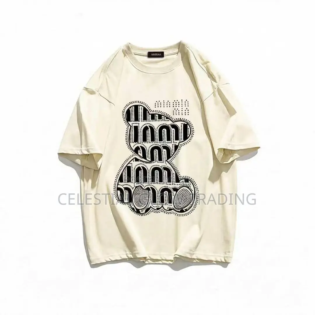 Black Bear Rhinestone‐Style Print T‐Shirt – Oversized Casual Tee