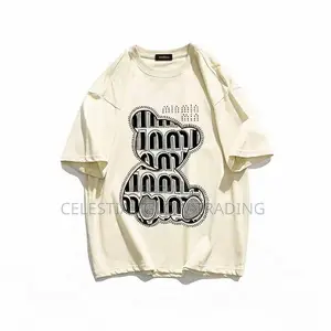 Black Bear Rhinestone‐Style Print T‐Shirt – Oversized Casual Tee