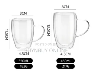 2 Set of Double Layer Glass Cup
