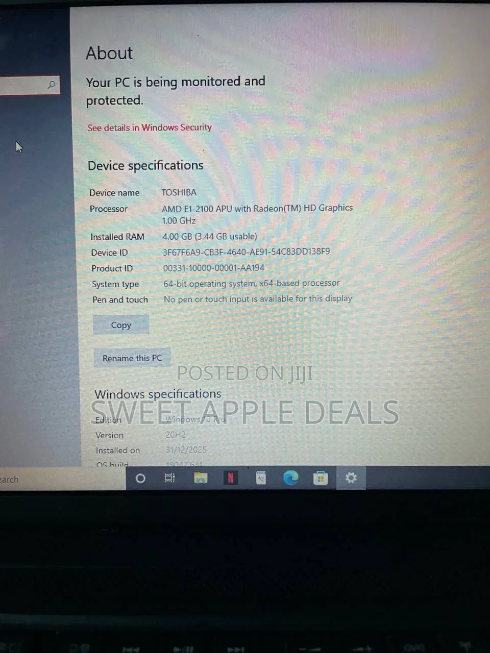 Laptop Toshiba 4GB AMD HDD 320GB