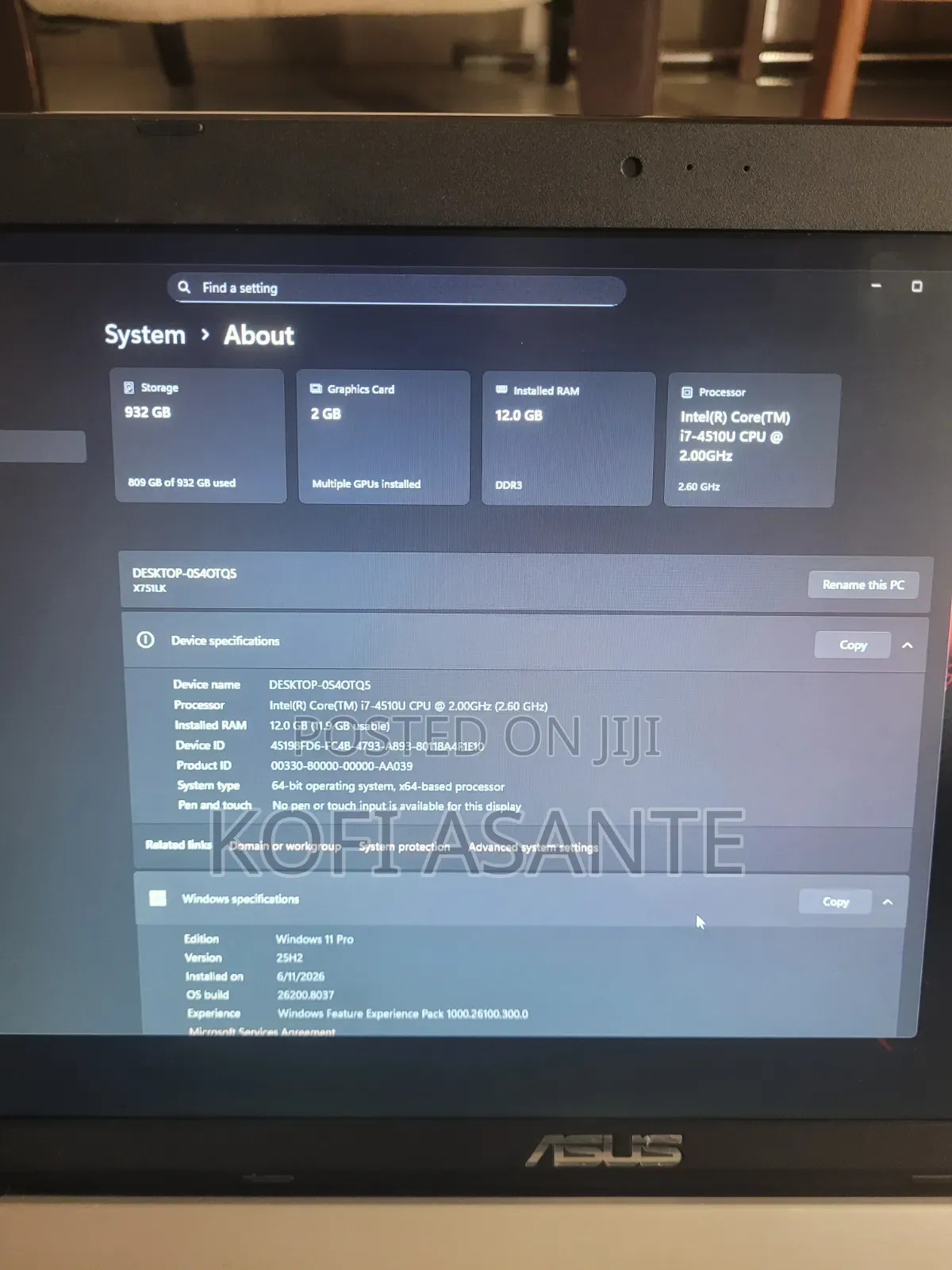 Laptop Asus X751NA 12GB Intel Core i7 HDD 1T