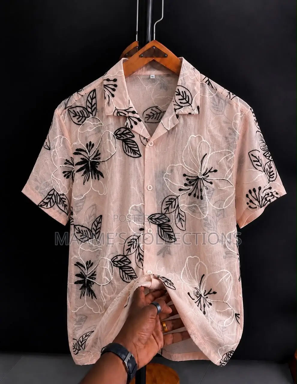Solid Men’S Buttons Short Sleeve Shirt