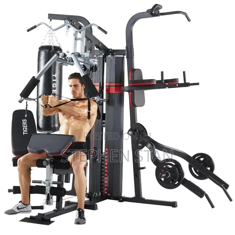 Tiger 4-Station Multi-Function Home Gym Machine With Punching Bag