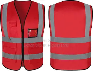 Reflective Safety Vest For Women & Men, With 5 Pockets – Neon Red