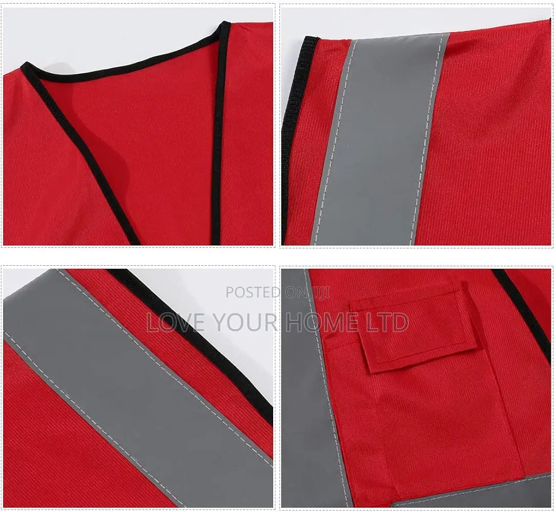 Reflective Safety Vest For Women & Men, With 5 Pockets – Neon Red