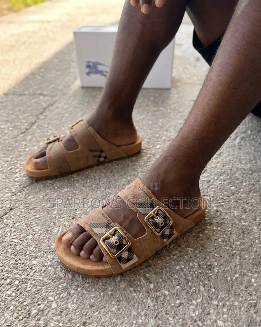 Burberry Urchin Check Khaki Suede Sandals
