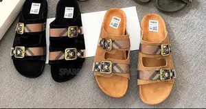 Burberry Urchin Check Khaki Suede Sandals