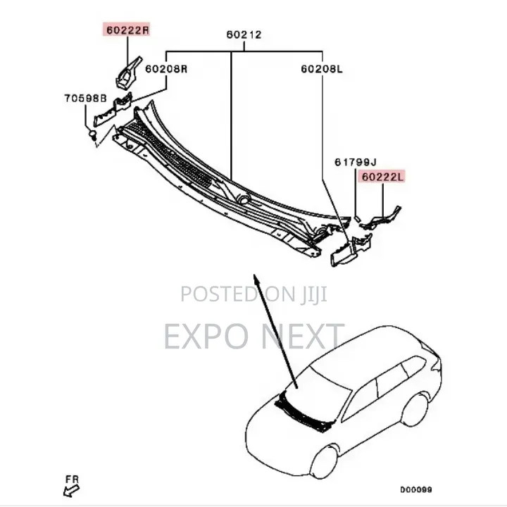 Pair Front Deck Cowl Extension Cover Mitsubishi Outlander 2013-2021