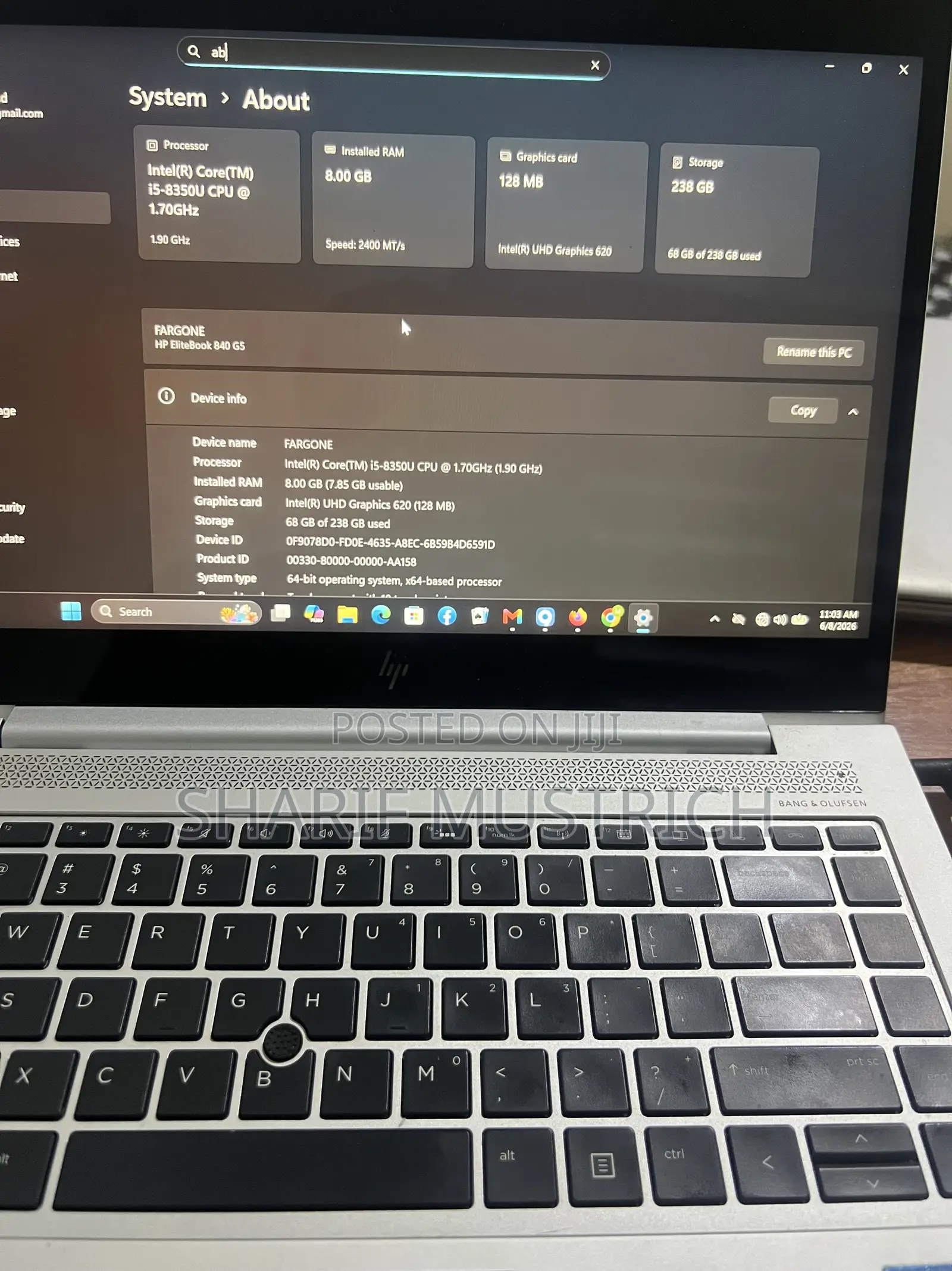Laptop HP EliteBook 840 G6 256GB Intel Core i5 HDD 128GB