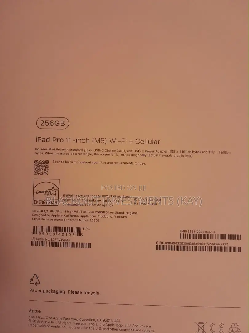 New Apple iPad (2025) 256 GB Black