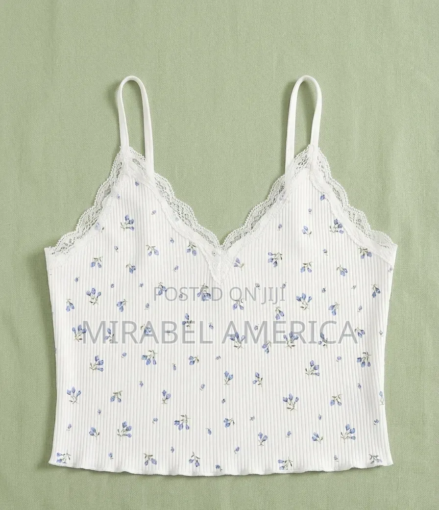 Floral Lace-Trim Cami Top