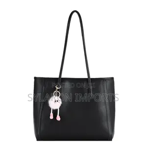 Women’S Classic Tote Shoulder Bag With Fluffy Charm