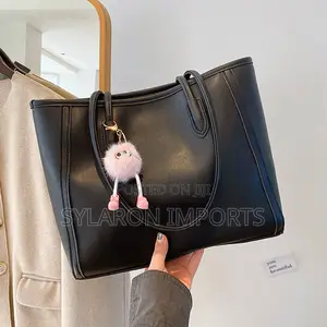 Women’S Classic Tote Shoulder Bag With Fluffy Charm