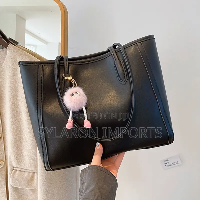 Women’S Classic Tote Shoulder Bag With Fluffy Charm