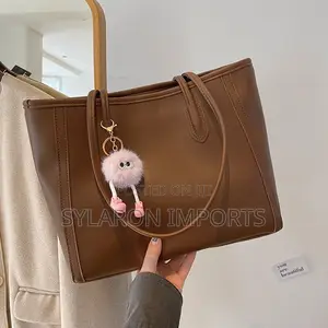 Women’S Classic Tote Shoulder Bag With Fluffy Charm