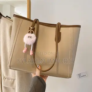 Women’S Classic Tote Shoulder Bag With Fluffy Charm