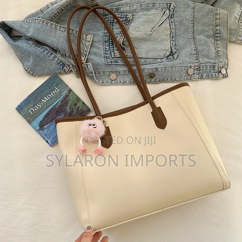 Women’S Classic Tote Shoulder Bag With Fluffy Charm
