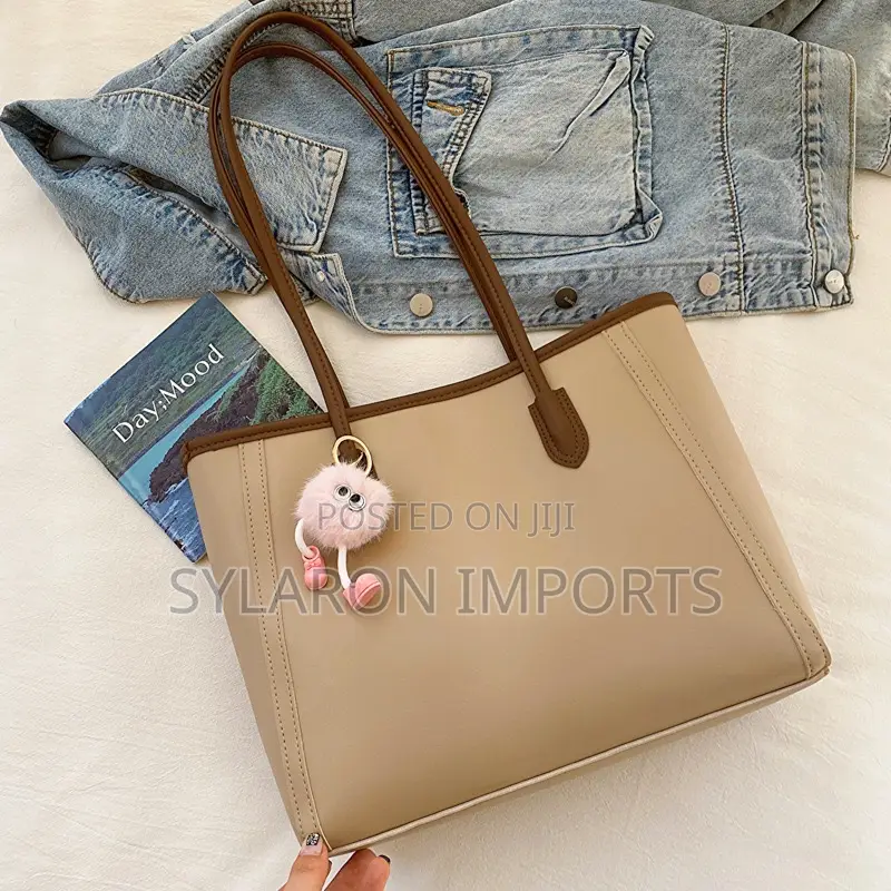 Women’S Classic Tote Shoulder Bag With Fluffy Charm
